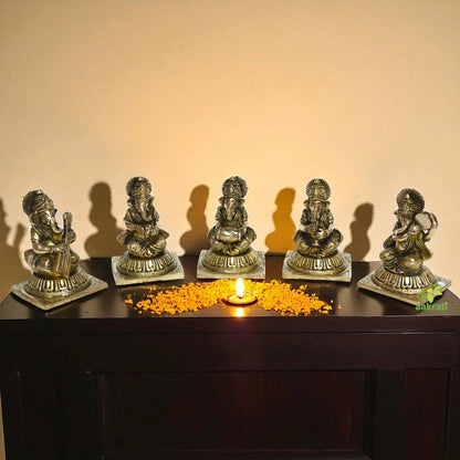 Lord Ganesha holding music instruments home/Office decor brass made statues