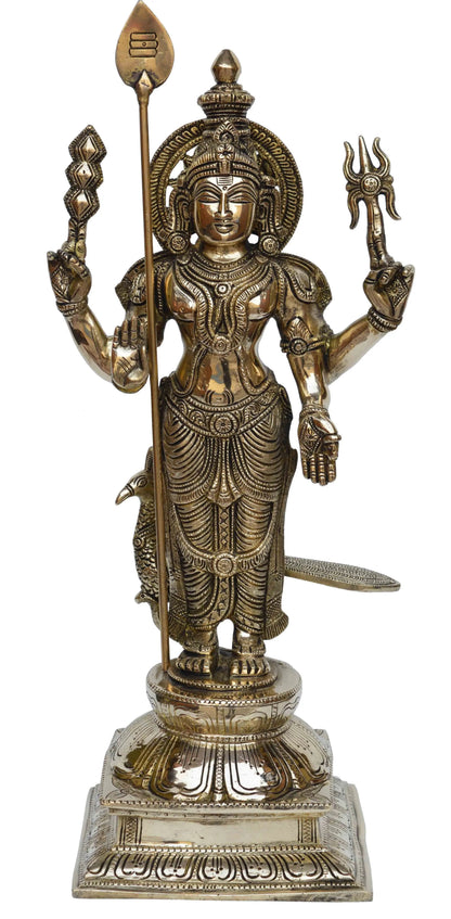 Traditional Brass Murugan Statue | Perfect for Temple Decor and Gift-Giving | Modern Brass Murgan Statue