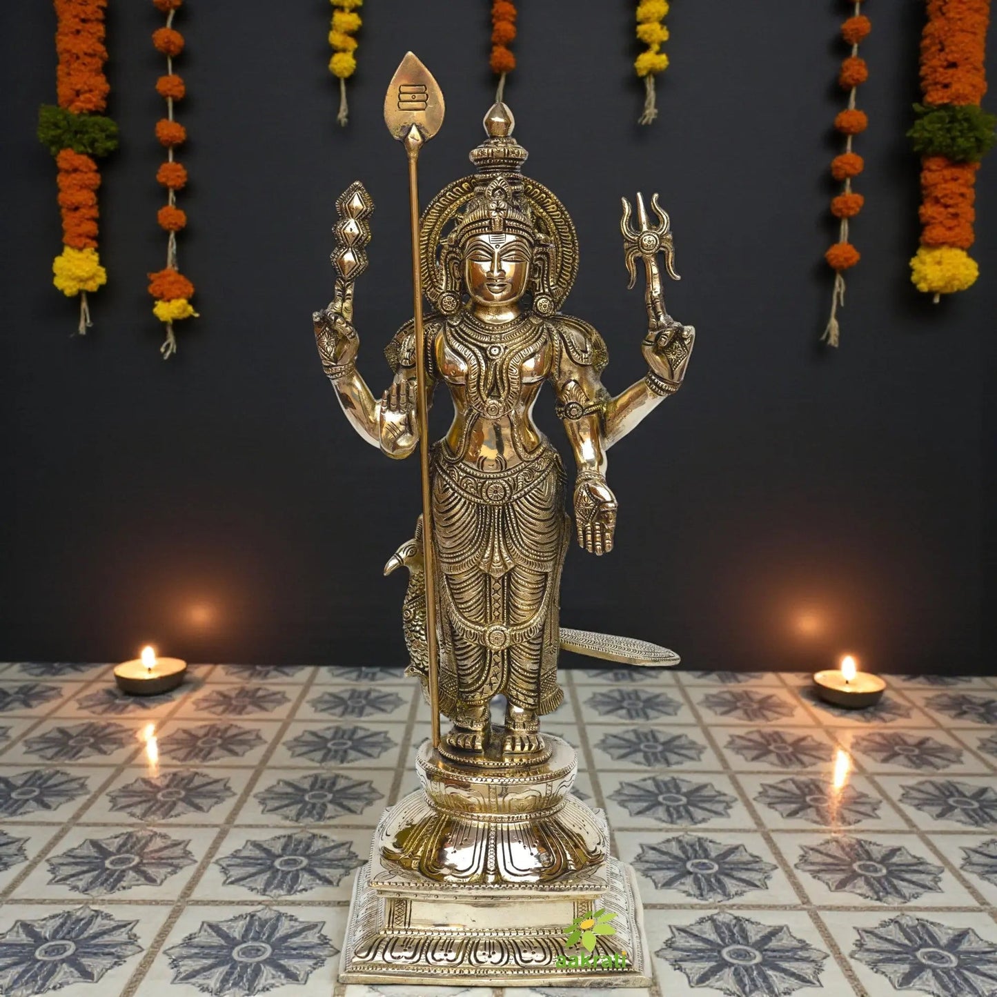 Traditional Brass Murugan Statue | Perfect for Temple Decor and Gift-Giving | Modern Brass Murgan Statue
