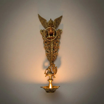 Brass made Bird Holding Oil lamp wall hanging decorative home decor lamp