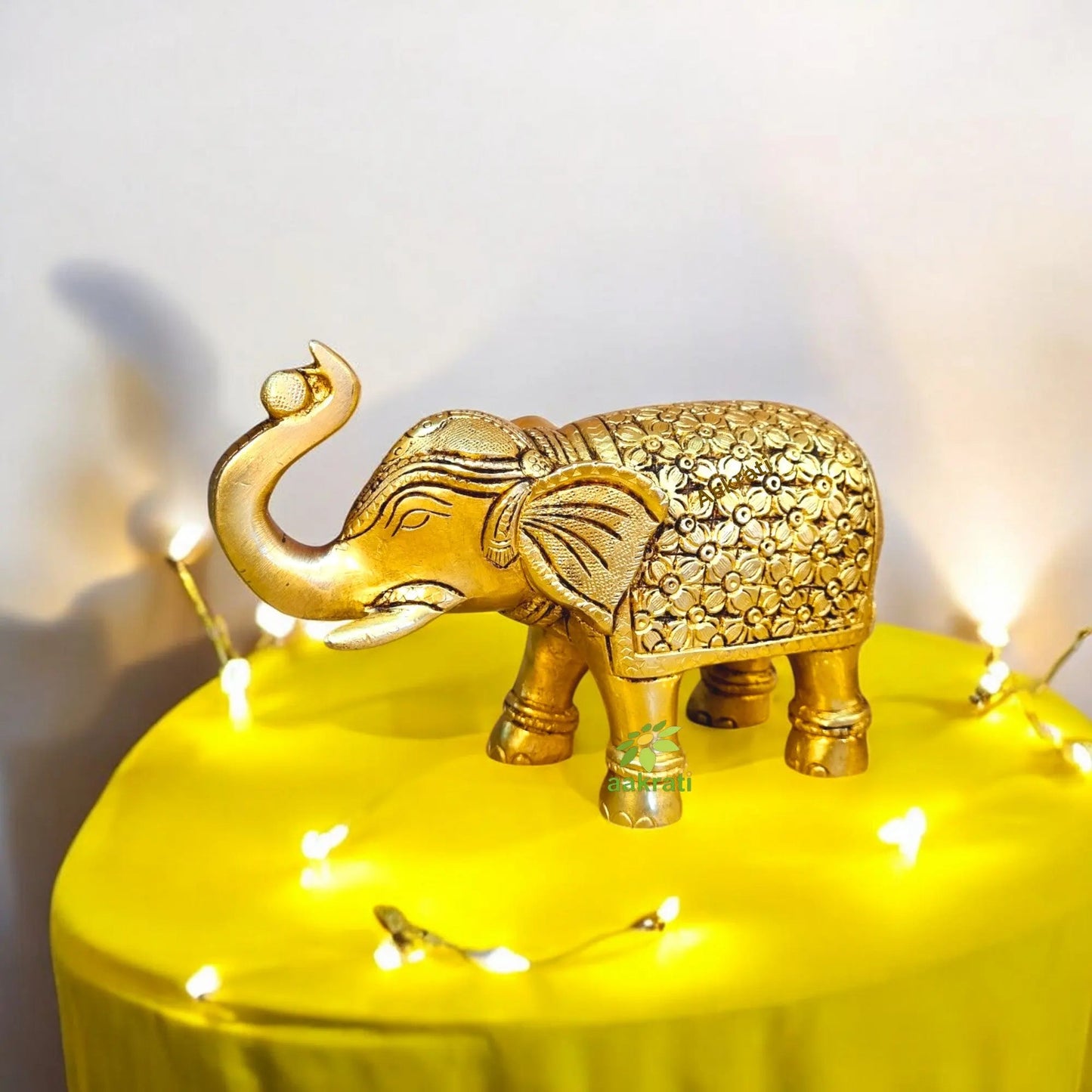 Brass figure of metal elephant for home and office decor