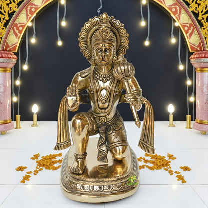 Sitting Lord Hanuman brass made pooja ghar statue