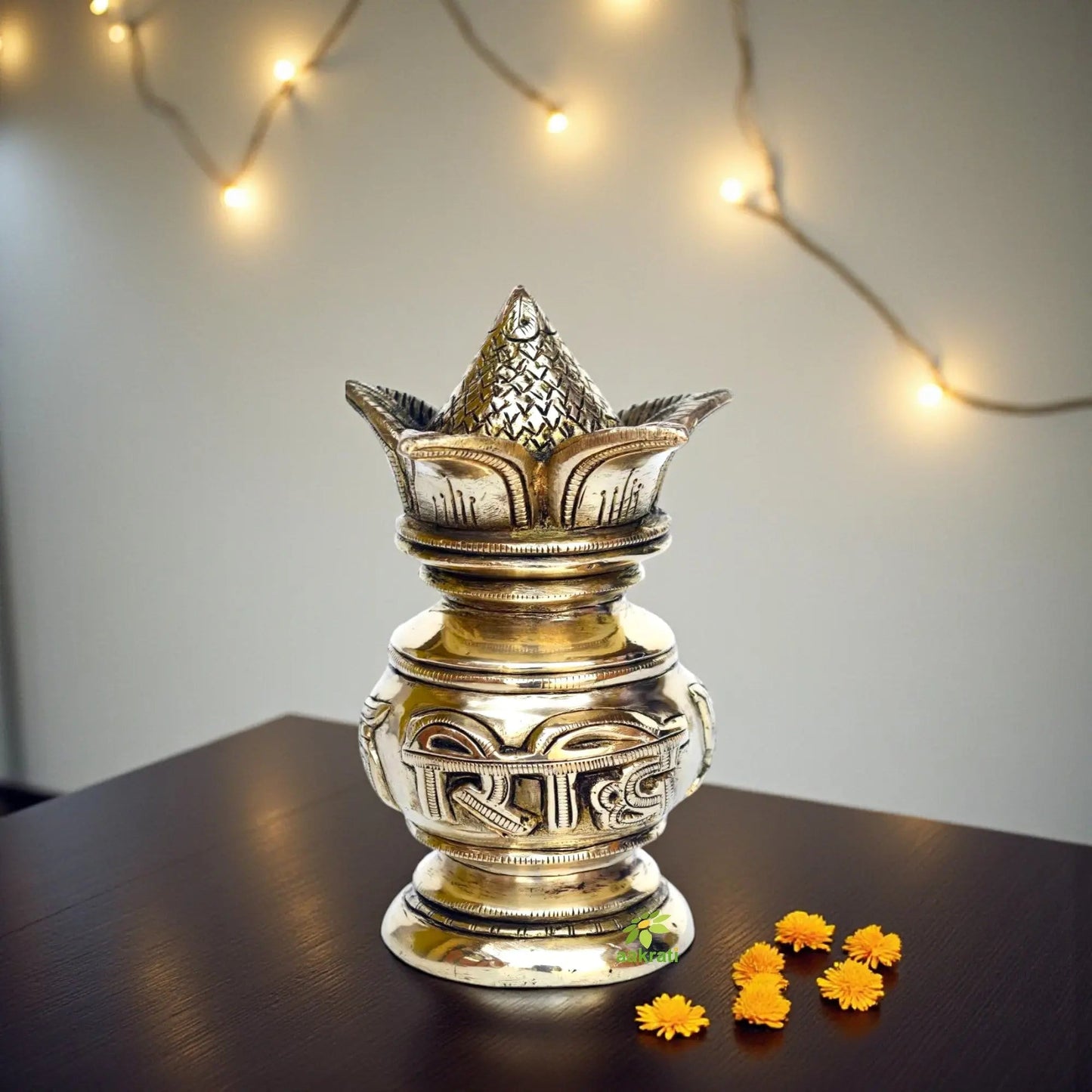 Brass made decorative Riddhi Siddhi Kalash for Temple/Pooja Ghar