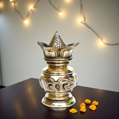Brass made decorative Riddhi Siddhi Kalash for Temple/Pooja Ghar