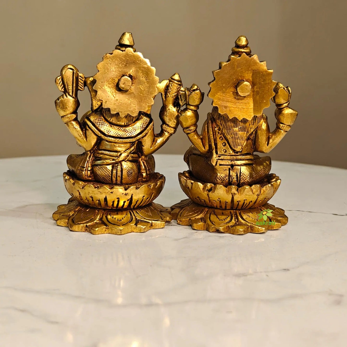 Brass Laxmi Ganesh Idol for Diwali Gifting | Elegant Pooja Statue for Prosperity & Success | Small Laxmi Ganesh (Yellow, 3.5 Inch)