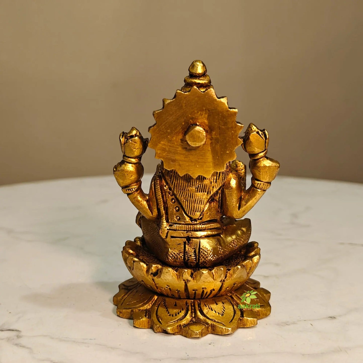Brass Laxmi Goddess idol for Diwali Pooja| Laxmi Statue for Home| Brass Laxmi murti (Yellow 3.5)