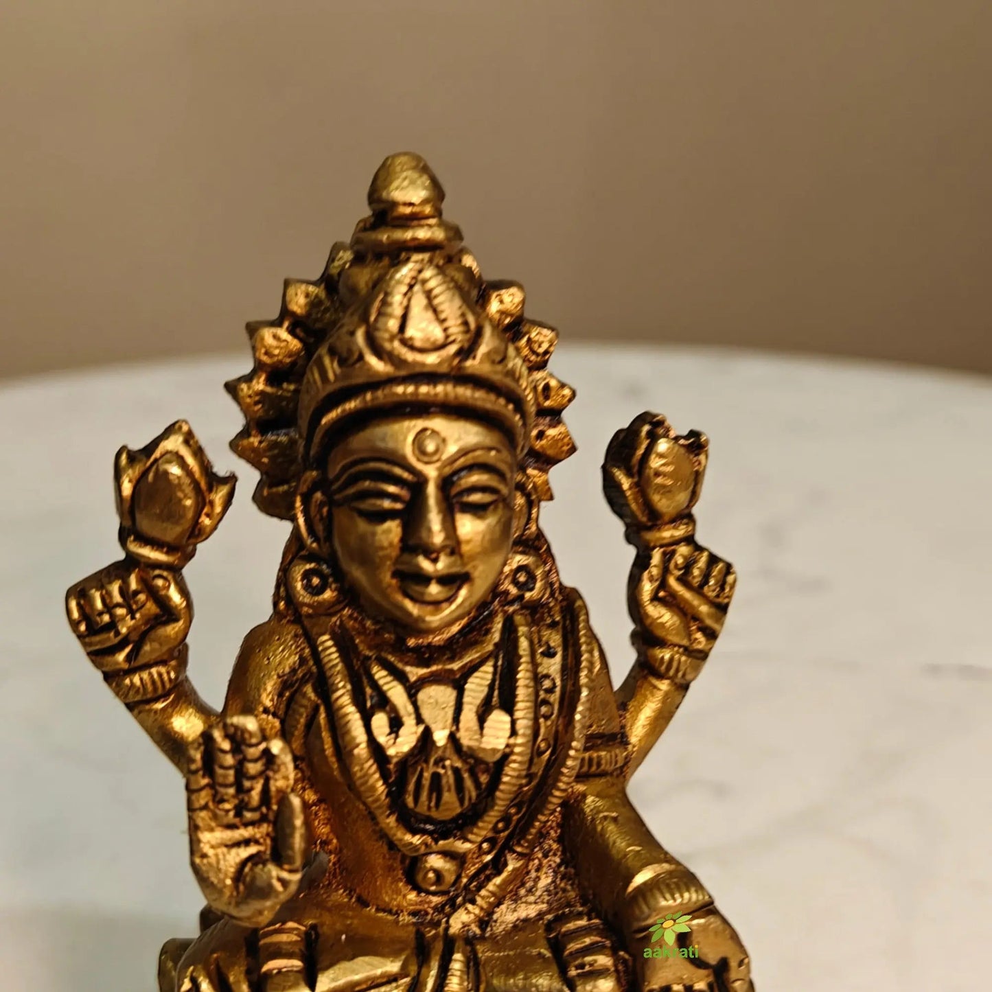 Brass Laxmi Goddess idol for Diwali Pooja| Laxmi Statue for Home| Brass Laxmi murti (Yellow 3.5)