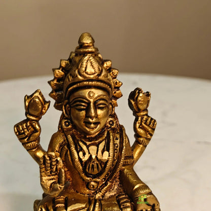 Brass Laxmi Goddess idol for Diwali Pooja| Laxmi Statue for Home| Brass Laxmi murti (Yellow 3.5)