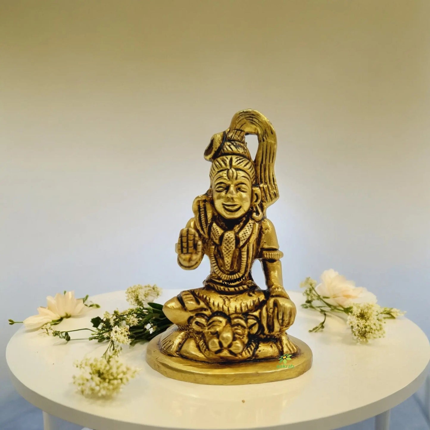 Handcrafted Brass Krishna, Shiva and Temple Bell Set | Hindu Puja Mandir Decor | Vastu Spiritual Showpiece | Gift for Housewarming & Festivals | Gift Hamper