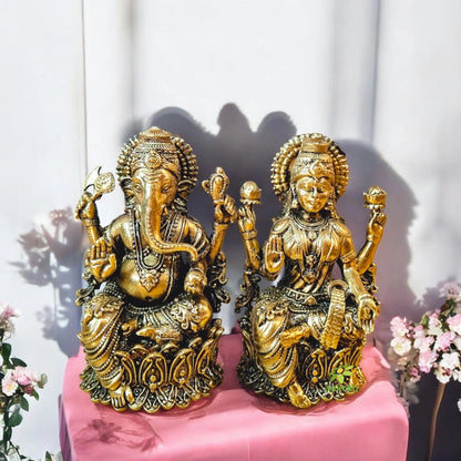 Traditional Brass Combo – Shiva, Laxmi Ganesh Idols with Pooja Diya | Perfect Religious Gift for Diwali & Spiritual Decor | Gift Hamper