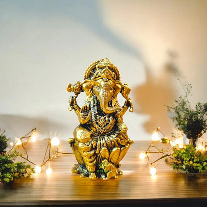 Brass Idol Set – Ganesh, Balaji & Elephant – Hindu Pooja & Gift Combo for Home Temple, Diwali & Spiritual Décor