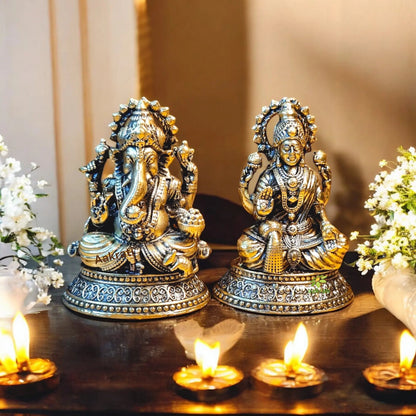 Brass Gift Set – Narsimha Murti, Laxmi Ganesh Statues with Pooja Bell | Ideal for Home Temple, Festivals & Gifting