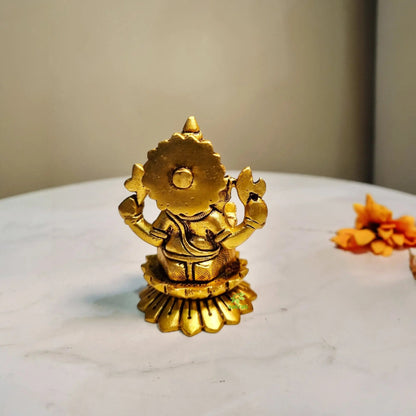 Brass Ganesh God idol for Diwali Pooja| Ganesh Statue for Home| Brass Ganesh murti (Yellow 3 inch)