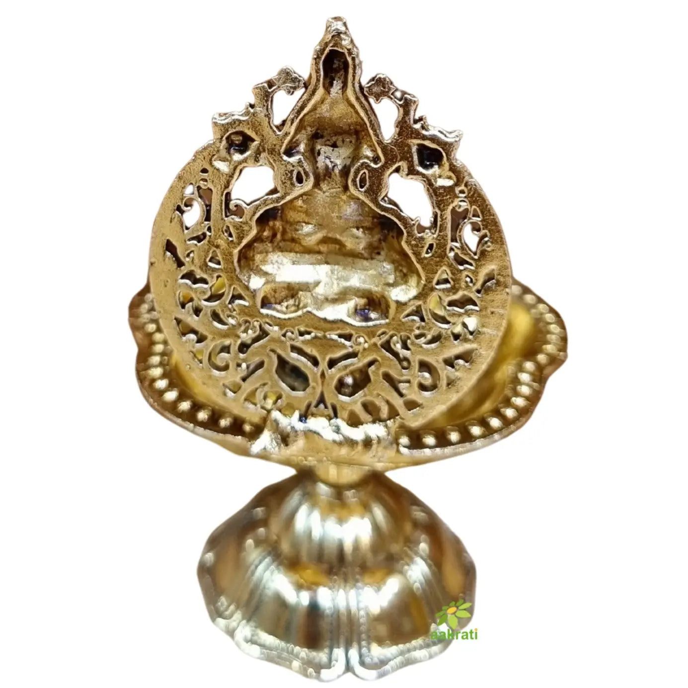 Handcrafted Brass Laxmi Diya for Pooja | Traditional Oil Lamp for Home Temple Decor |Light Weighted Decorative Oil Lamp for Mandir (Yellow, 3.5 Inch)