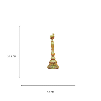 Light Weighted Pure Brass Hand Bell for Temple | Traditional Pooja Ghanti for Home & Mandir | Handcrafted Brass Pooja Bell (Yellow, 4.3 Inch)