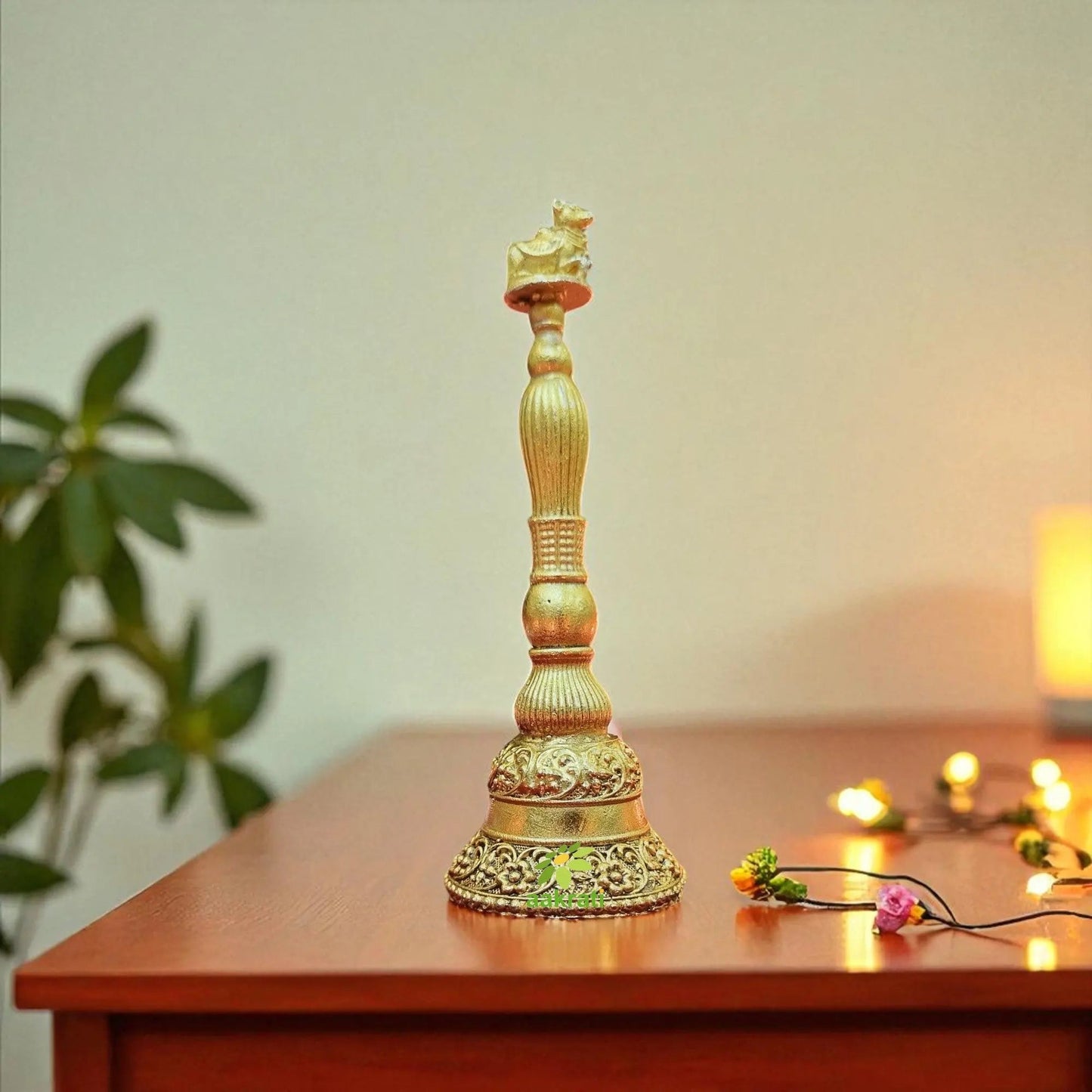Brass Radha Krishna Statue with Bell and Diya Combo | Puja Gift Set for Home Mandir | Traditional Indian Religious Decor | Housewarming, Festival Gift