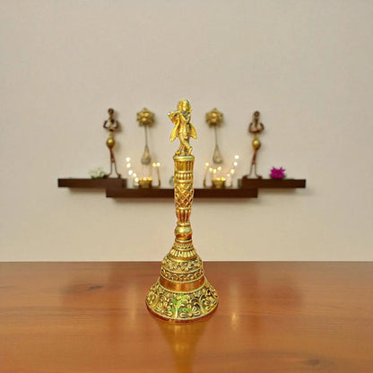 Brass Gift Set – Narsimha Murti, Laxmi Ganesh Statues with Pooja Bell | Ideal for Home Temple, Festivals & Gifting
