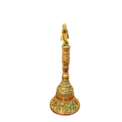 Spiritual Ghanti for Aarti & Rituals |Light Weighted  Brass Hand Ghanti for Pooja | Temple Bell with Clear Sound for Mandir Rituals (Yellow, 5.5 Inch)