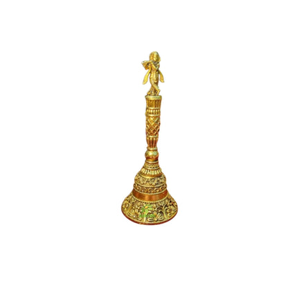 Spiritual Ghanti for Aarti & Rituals |Light Weighted  Brass Hand Ghanti for Pooja | Temple Bell with Clear Sound for Mandir Rituals (Yellow, 5.5 Inch)