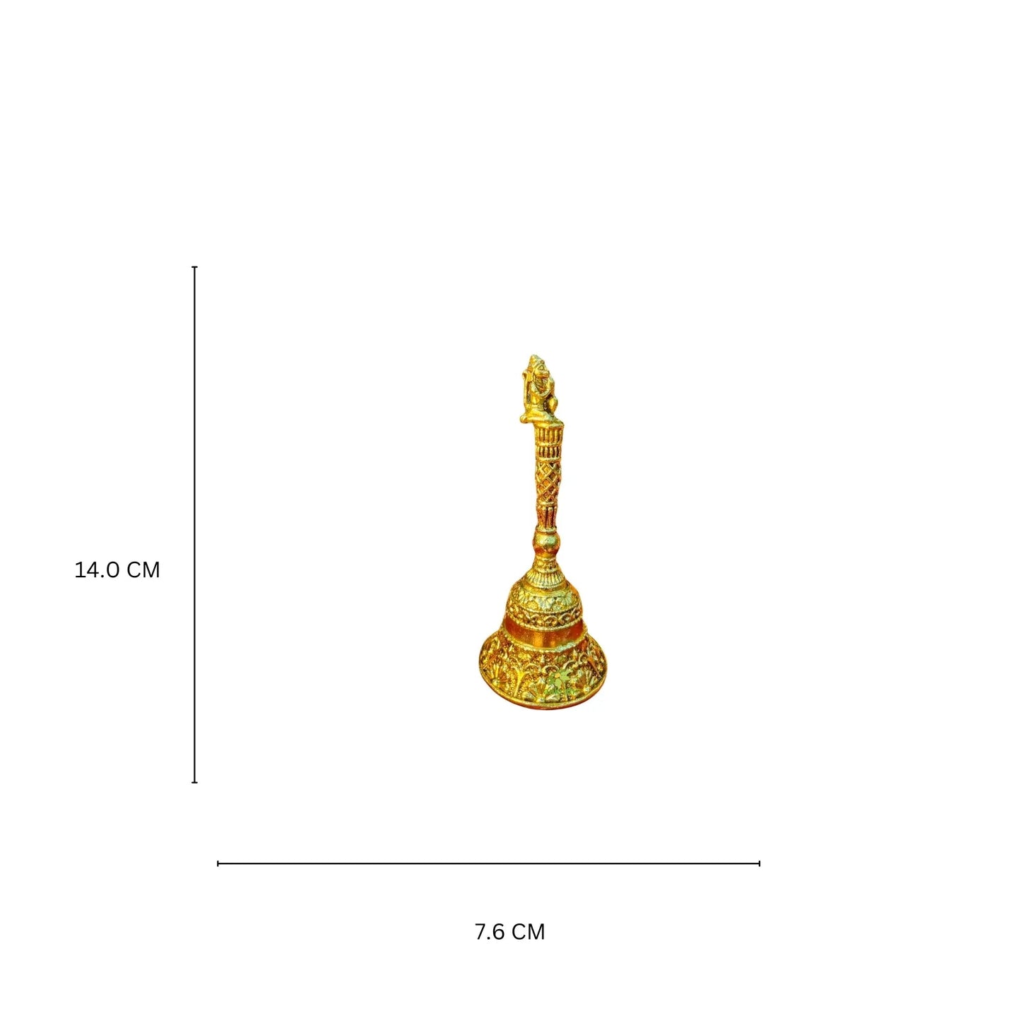 Pure Brass Hand Bell for Temple |Light Weighted  Pooja Ghanti for Aarti & Daily Worship | Brass Aarti Bell with Handle (Yellow, 5.5 Inch)