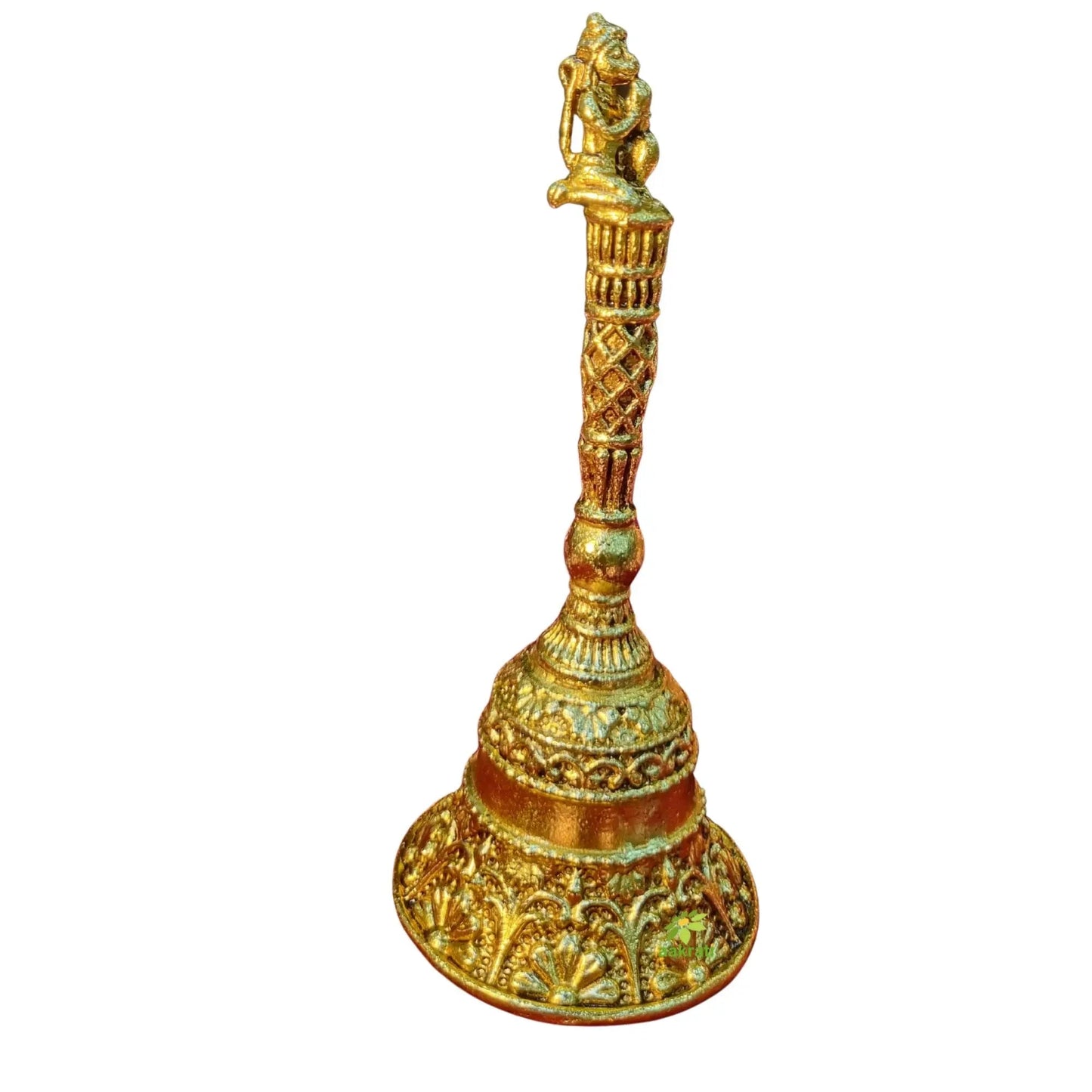 Pure Brass Hand Bell for Temple |Light Weighted  Pooja Ghanti for Aarti & Daily Worship | Brass Aarti Bell with Handle (Yellow, 5.5 Inch)