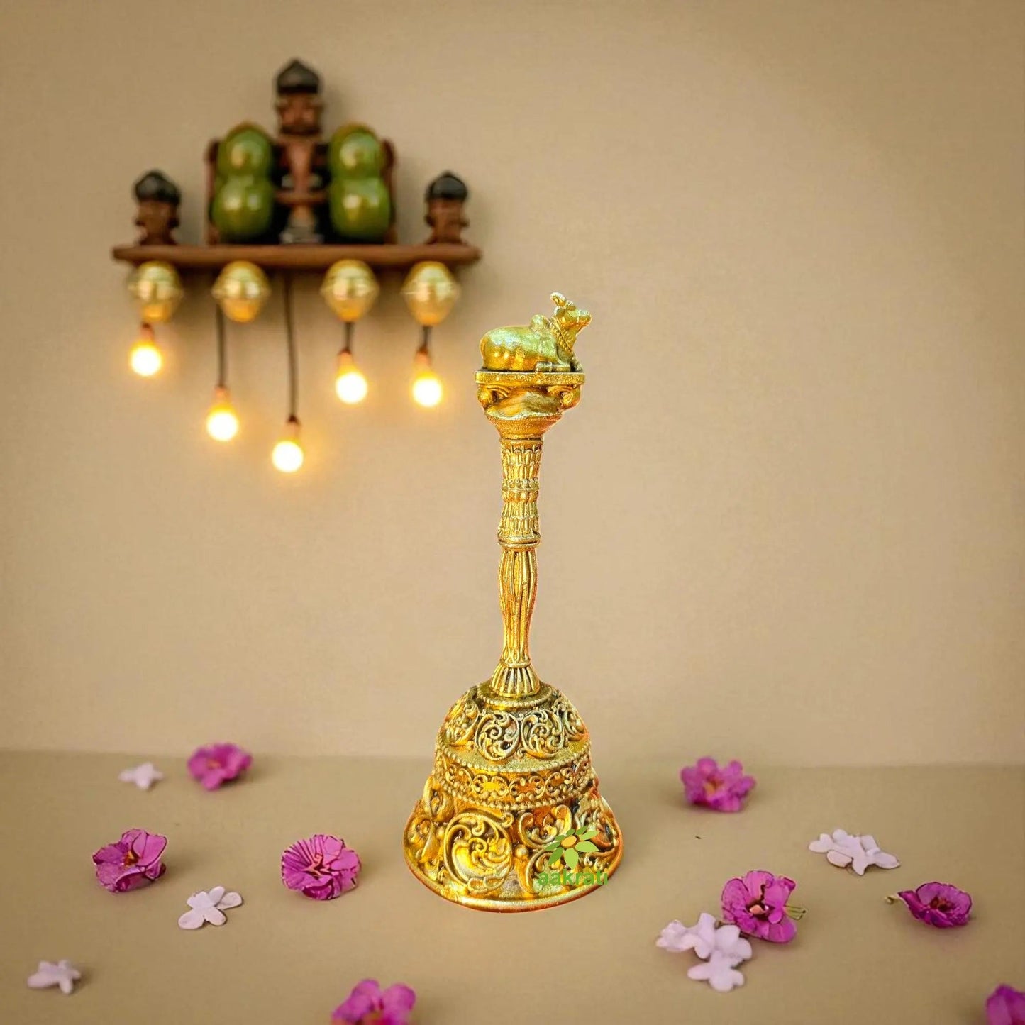 Diwali Pooja Combo – Brass Lakshmi Ganesh Statue, Temple Bell & Diya | Festival Gift Set