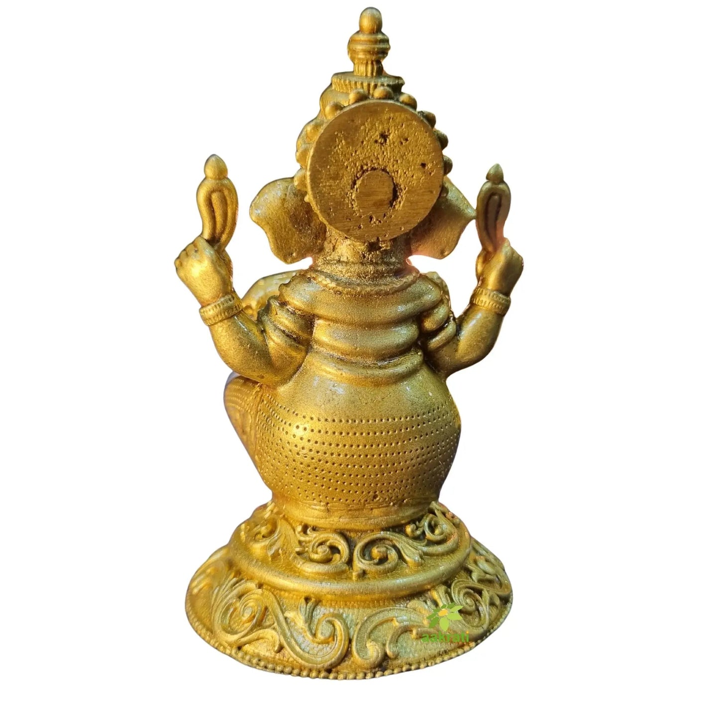 Light Weighted Brass Lord Ganesha Idol for Temple | Ganpati Murti for Festive & Spiritual Use | Ganpati Murti for Festive & Spiritual Use (Yellow, 3.5 Inch)