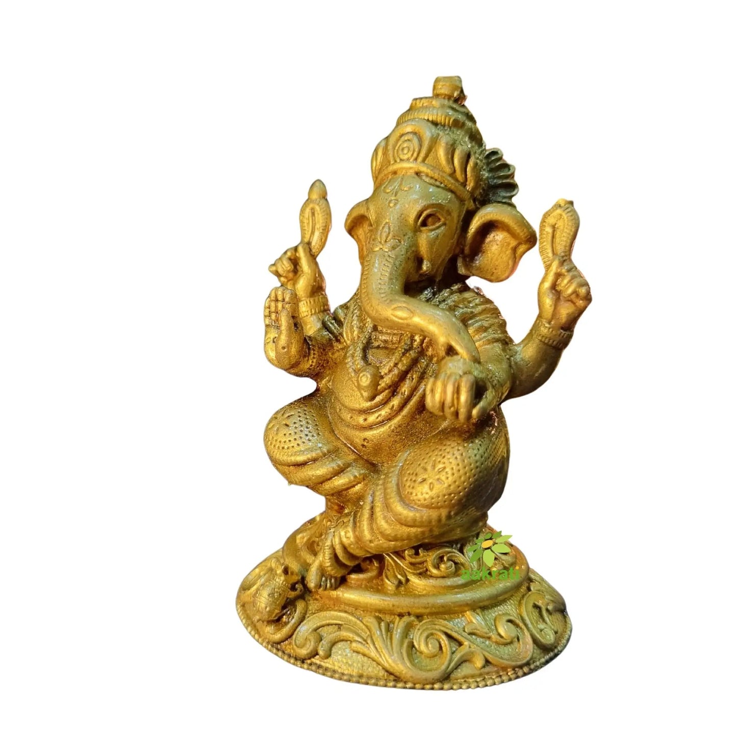 Light Weighted Brass Lord Ganesha Idol for Temple | Ganpati Murti for Festive & Spiritual Use | Ganpati Murti for Festive & Spiritual Use (Yellow, 3.5 Inch)