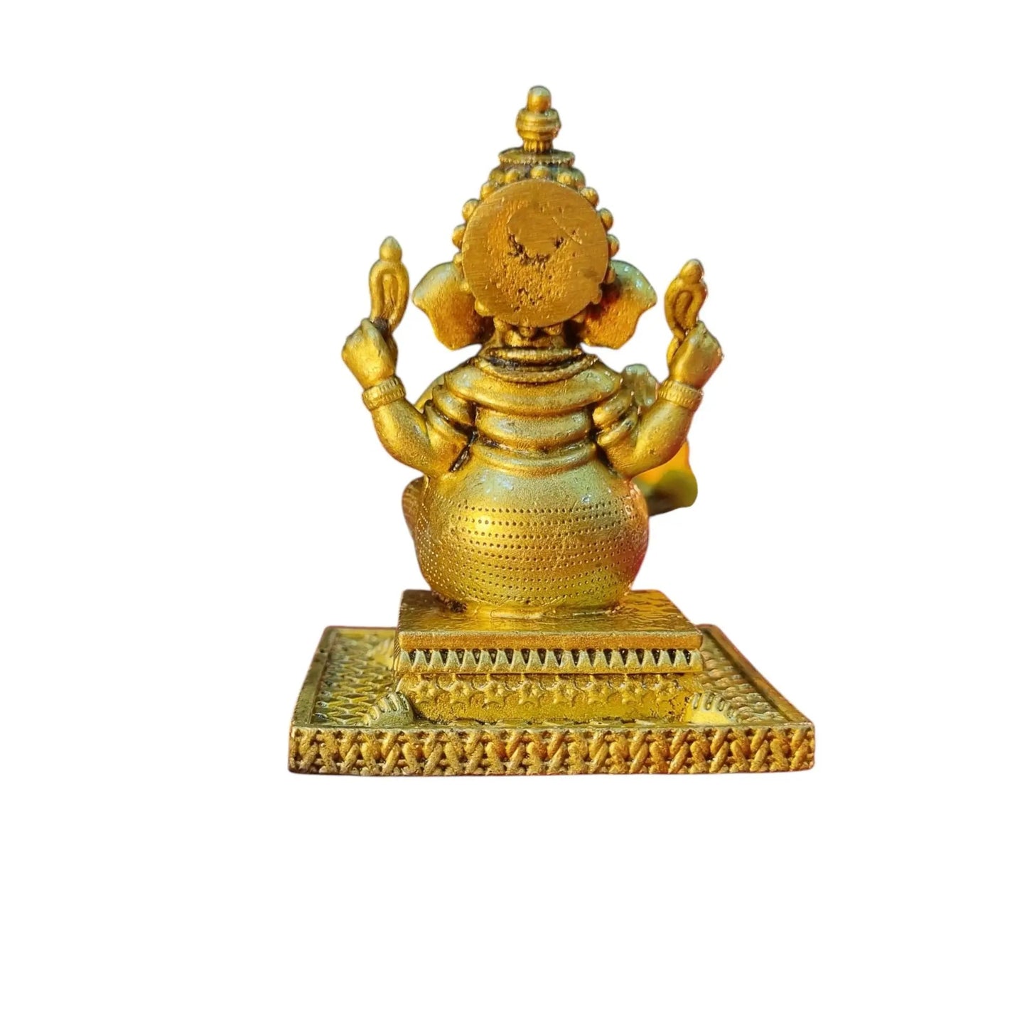 Antique Brass Ganesha Idol for Puja | Hindu God Murti for Mandir Decor | Light Weighted Ganpati Murti for Festive & Spiritual Use (Yellow, 3 Inch)