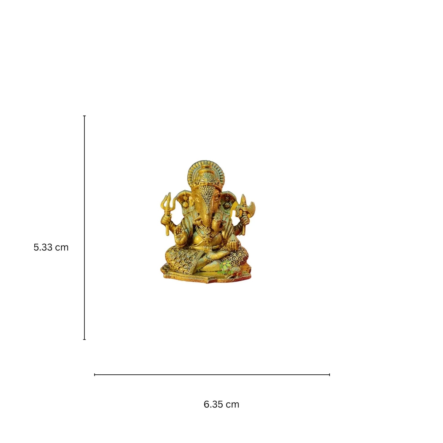 Ganesh Murti in Brass for Puja Room | Home Temple Decor & Religious Gift Item | Light Weighted Brass Ganesh Statue (Yellow, 2.5 Inch)