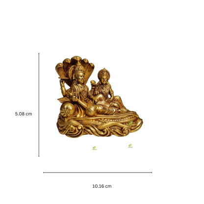 Light Weighted Brass Vishnu Laxmi Idol for Temple | Traditional Puja Murti for Home & Office | Spiritual Decor for Mandir & Gifting (Yellow, 2 Inch)