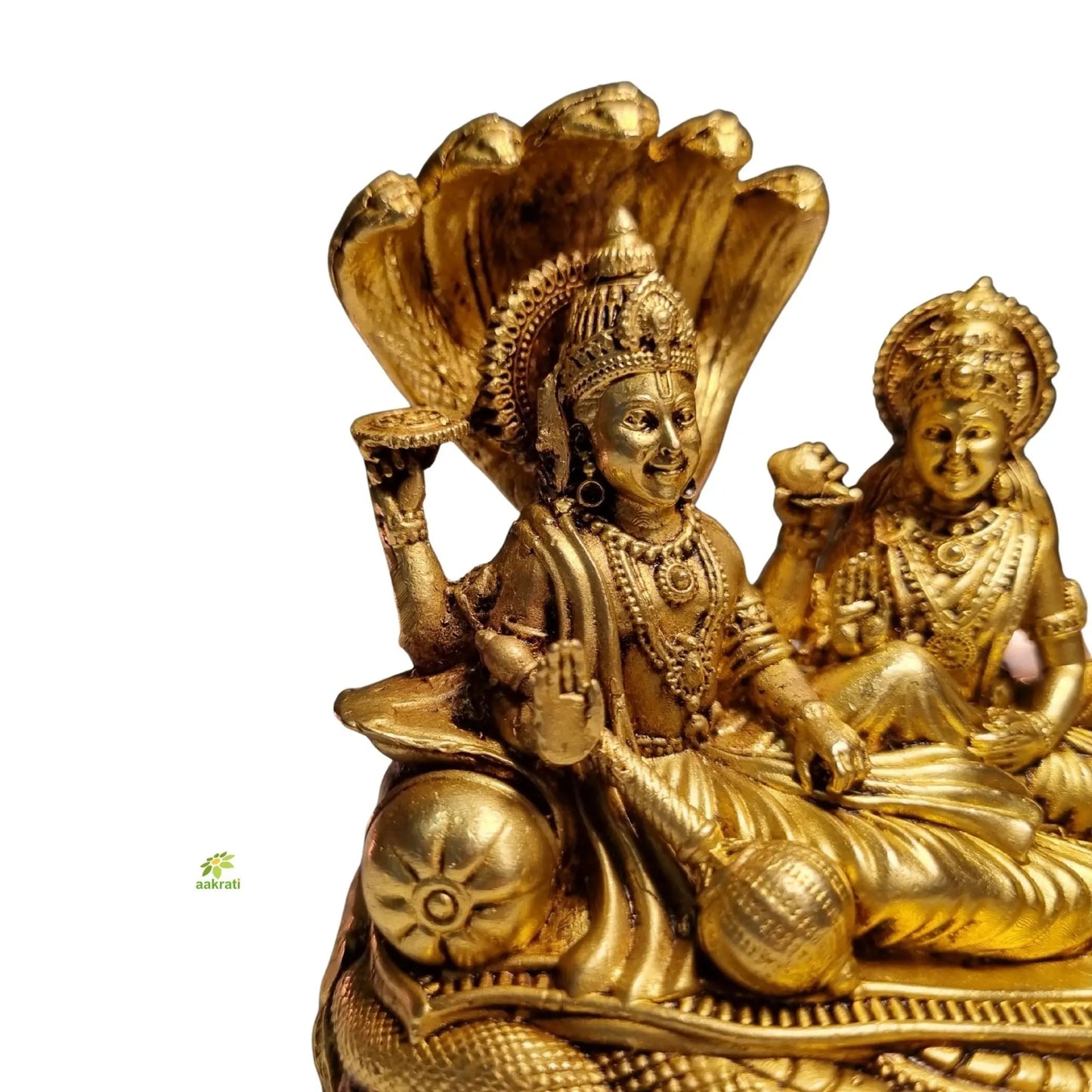 Light Weighted Brass Vishnu Laxmi Idol for Temple | Traditional Puja Murti for Home & Office | Spiritual Decor for Mandir & Gifting (Yellow, 2 Inch)