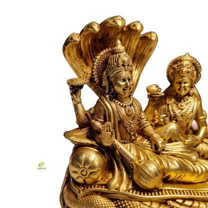 Light Weighted Brass Vishnu Laxmi Idol for Temple | Traditional Puja Murti for Home & Office | Spiritual Decor for Mandir & Gifting (Yellow, 2 Inch)