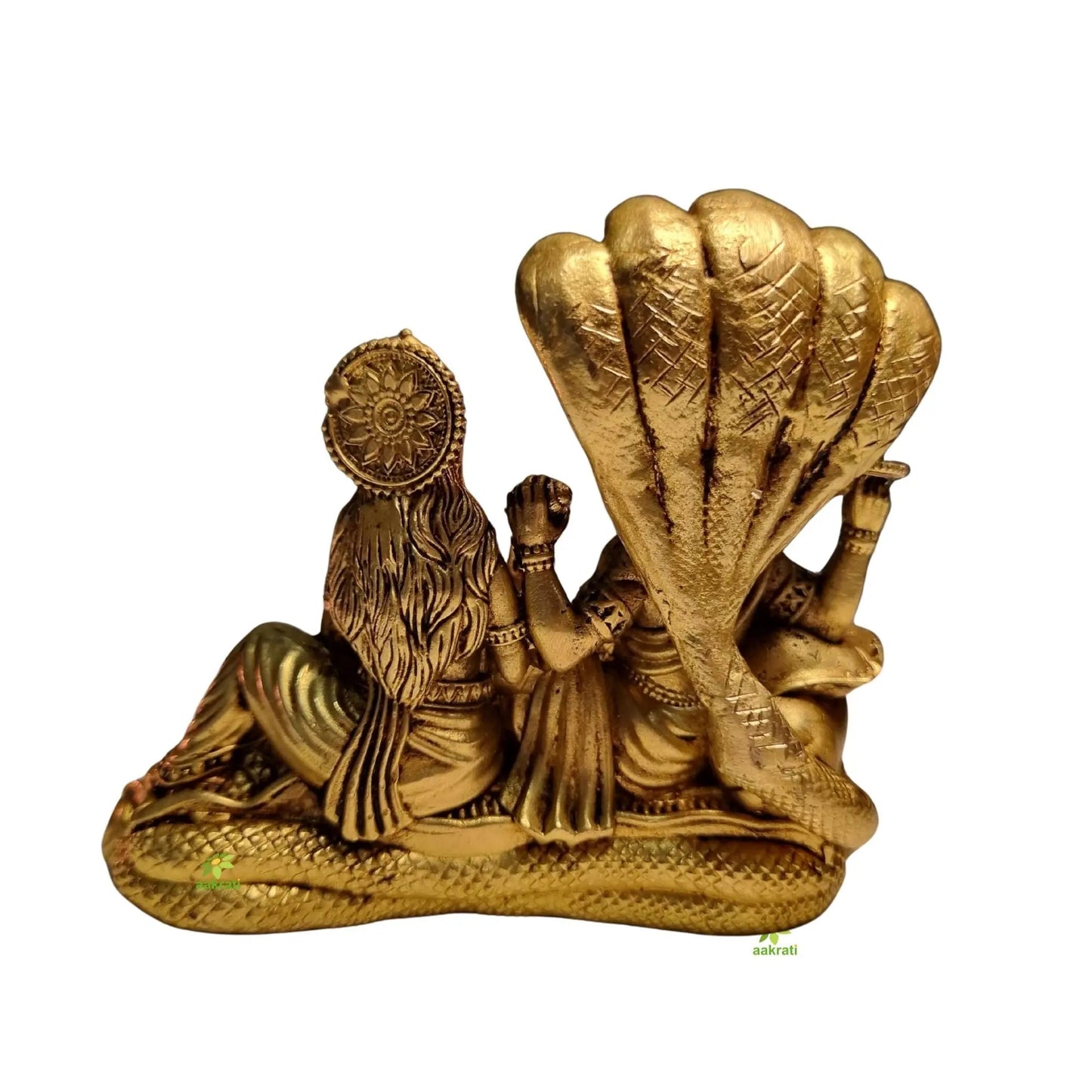 Light Weighted Brass Vishnu Laxmi Idol for Temple | Traditional Puja Murti for Home & Office | Spiritual Decor for Mandir & Gifting (Yellow, 2 Inch)