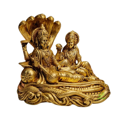 Light Weighted Brass Vishnu Laxmi Idol for Temple | Traditional Puja Murti for Home & Office | Spiritual Decor for Mandir & Gifting (Yellow, 2 Inch)