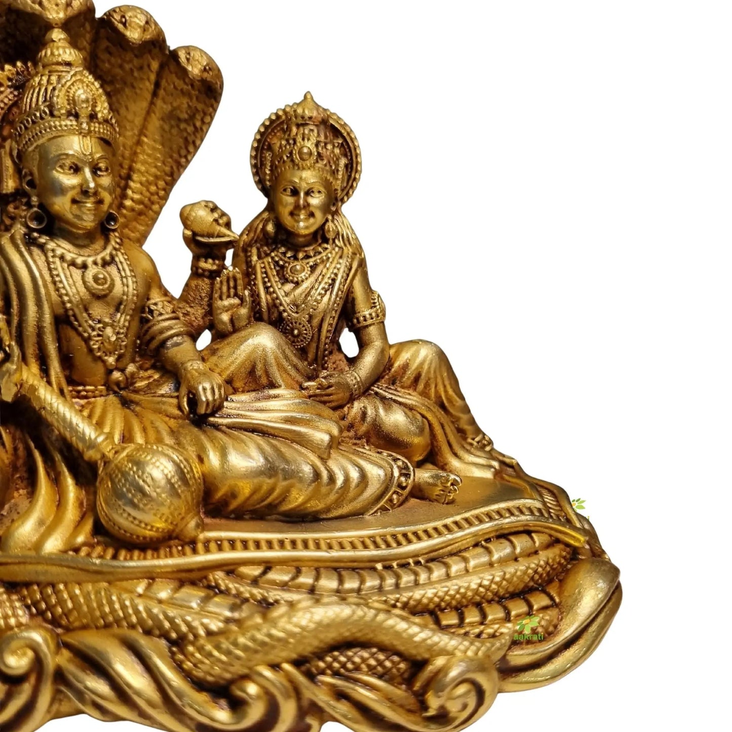 Pure Brass Vishnu Laxmi Murti | Hindu Temple Idol for Daily Puja & Rituals | Traditional Puja Murti for Home & Office (Yellow, 4.2 Inch)