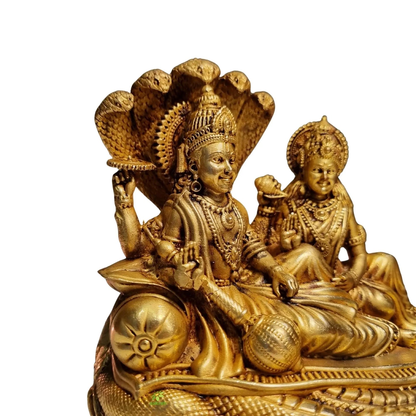 Pure Brass Vishnu Laxmi Murti | Hindu Temple Idol for Daily Puja & Rituals | Traditional Puja Murti for Home & Office (Yellow, 4.2 Inch)