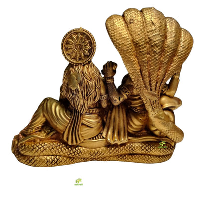 Pure Brass Vishnu Laxmi Murti | Hindu Temple Idol for Daily Puja & Rituals | Traditional Puja Murti for Home & Office (Yellow, 4.2 Inch)