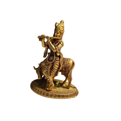 Pure Brass Krishna Idol for Temple | Handcrafted Murti for Puja & Home Mandir | Light Weighted Brass Krishna Murti for Mandir (Yellow, 3 Inch)