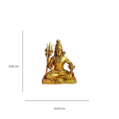 Brass Mahadev Idol for Mandir | Shiva Statue for Meditation & Rituals | Hindu God Mahadev Idol for Spiritual Decor (Yellow, 3 Inch)