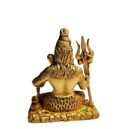 Brass Mahadev Idol for Mandir | Shiva Statue for Meditation & Rituals | Handcrafted Brass Shiva Statue (Yellow, 3.3 Inch)
