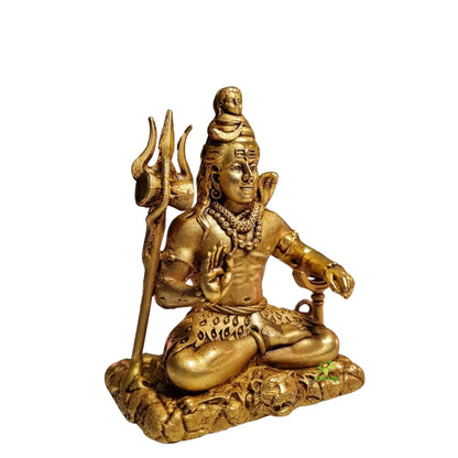 Brass Mahadev Idol for Mandir | Shiva Statue for Meditation & Rituals | Handcrafted Brass Shiva Statue (Yellow, 3.3 Inch)