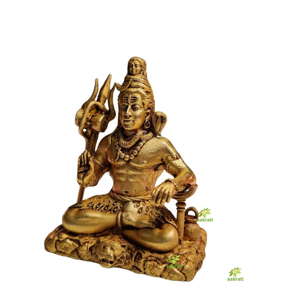 Brass Mahadev Idol for Mandir | Shiva Statue for Meditation & Rituals | Handcrafted Brass Shiva Statue (Yellow, 3.3 Inch)