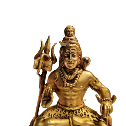 Brass Mahadev Idol for Mandir | Shiva Statue for Meditation & Rituals | Hindu God Mahadev Idol for Spiritual Decor (Yellow, 3 Inch)