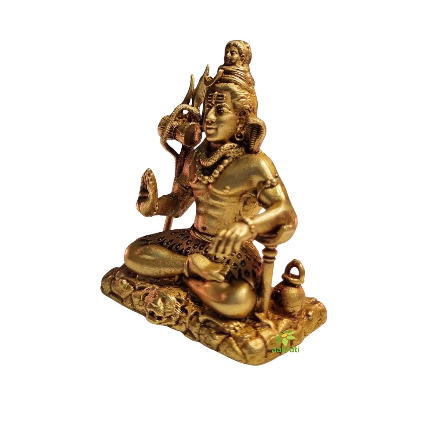 Brass Mahadev Idol for Mandir | Shiva Statue for Meditation & Rituals | Hindu God Mahadev Idol for Spiritual Decor (Yellow, 3 Inch)