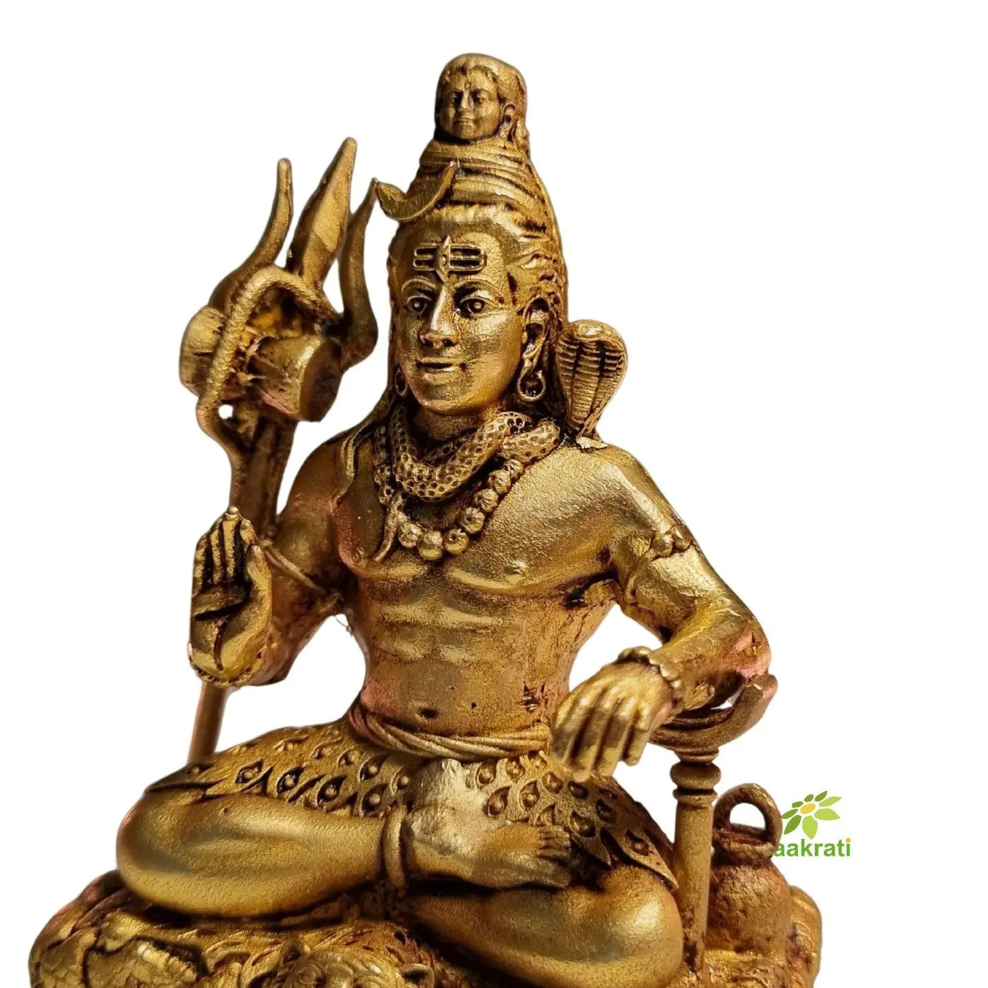 Pure Brass Lord Shiva Idol for Temple | Mahadev Murti for Home Puja & Mandir Decor | Hindu God Mahadev Idol for Spiritual Decor (Yellow, 4.2 Inch)