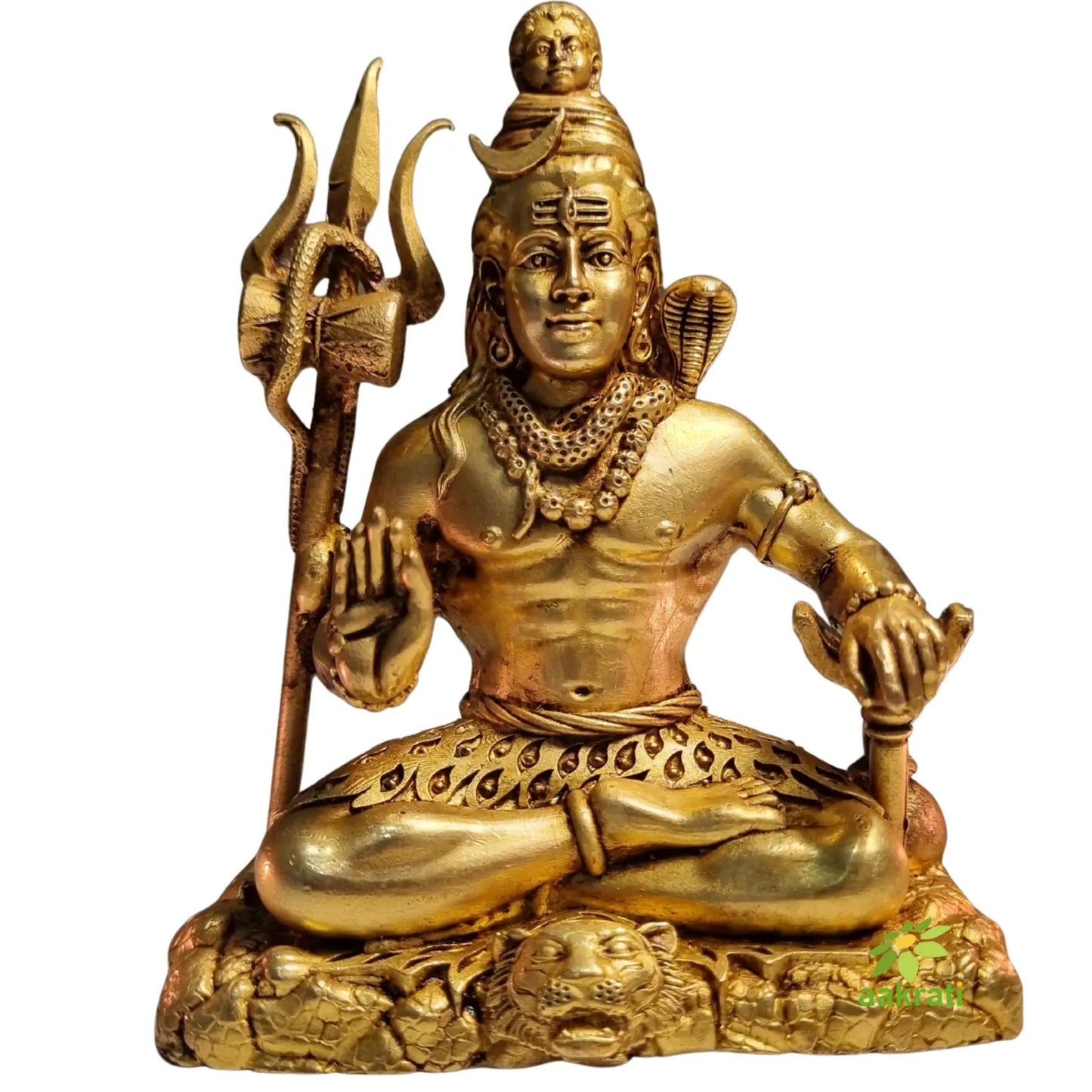 Pure Brass Lord Shiva Idol for Temple | Mahadev Murti for Home Puja & Mandir Decor | Hindu God Mahadev Idol for Spiritual Decor (Yellow, 4.2 Inch)