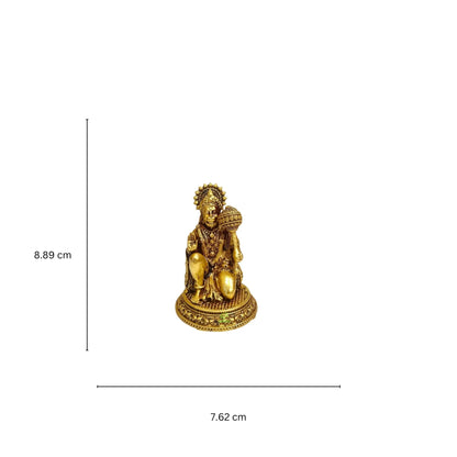 Pure Brass Hanuman Idol for Temple | Bajrangbali Murti for Home Puja & Mandir Decor | Traditional Puja Idol for Daily Rituals (Yellow, 3.5 Inch)