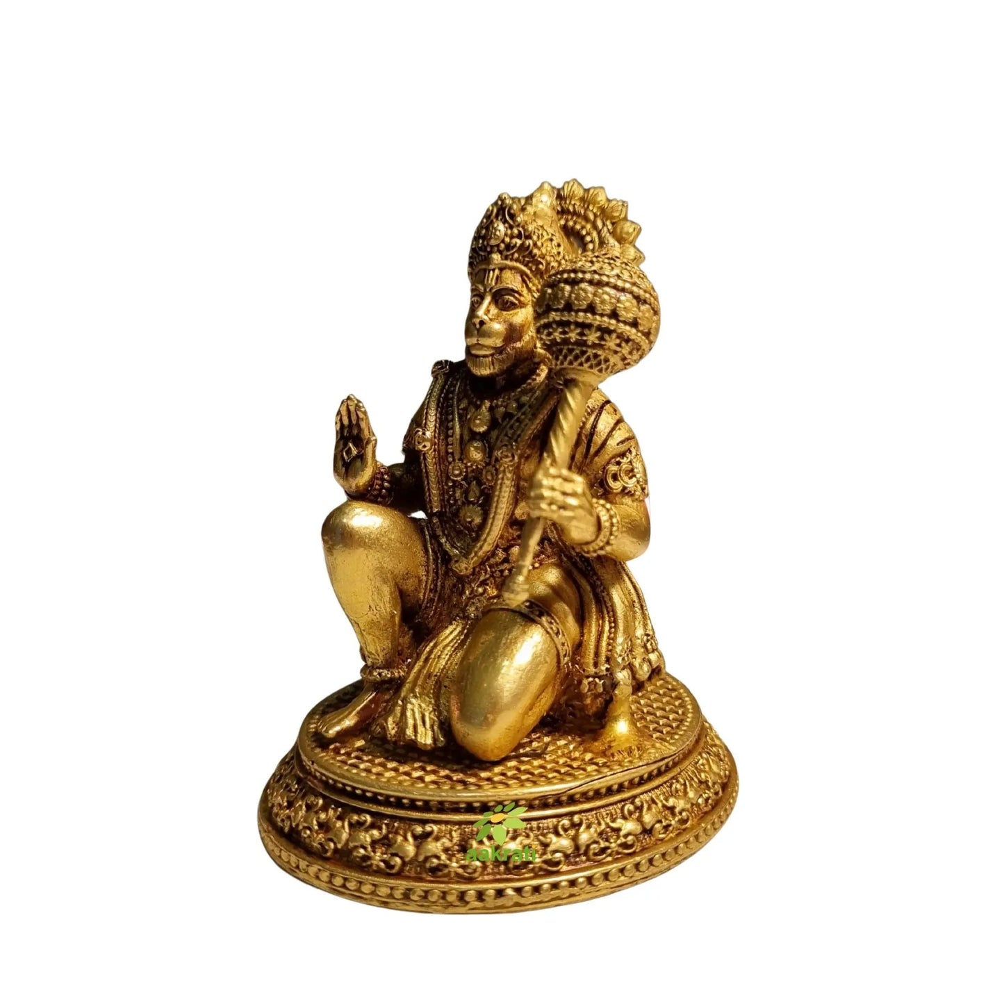 Pure Brass Hanuman Idol for Temple | Bajrangbali Murti for Home Puja & Mandir Decor | Traditional Puja Idol for Daily Rituals (Yellow, 3.5 Inch)