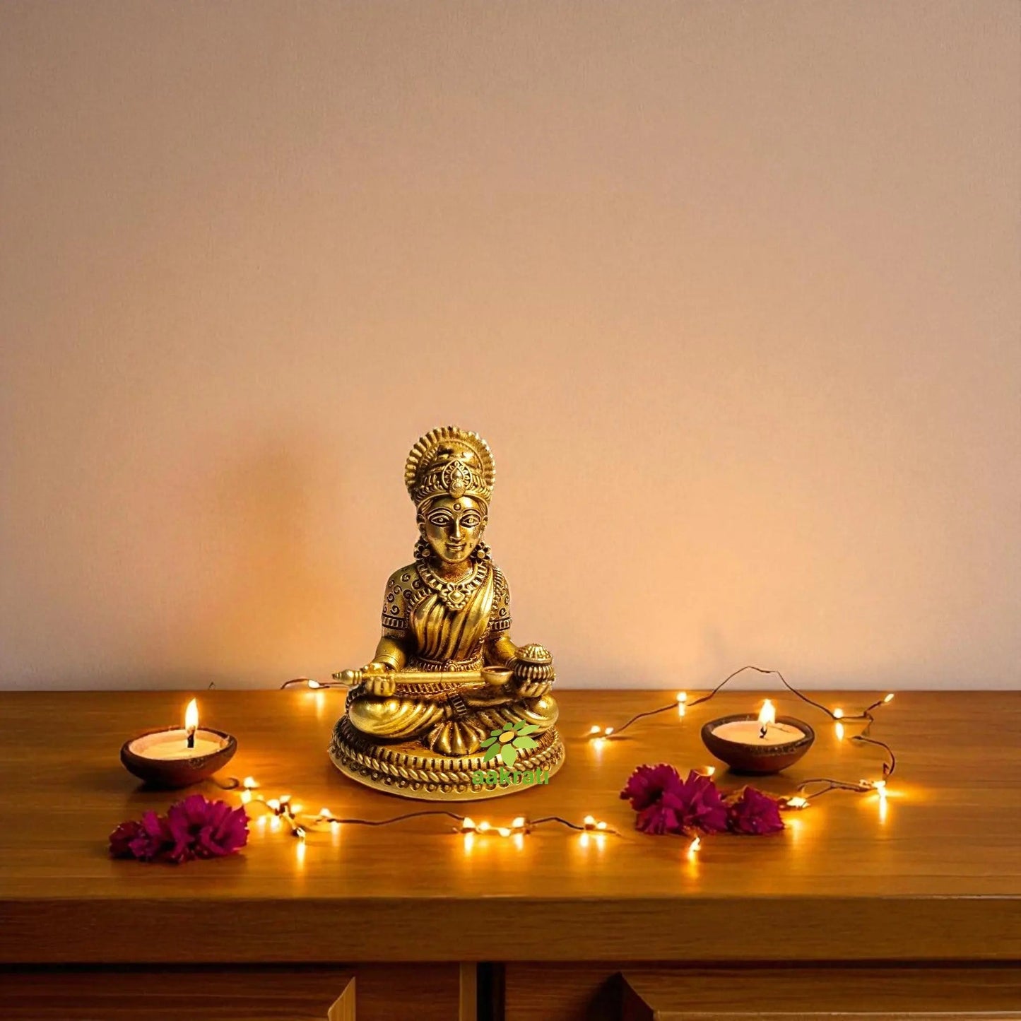 Brass Annapurna Idol for Puja Room | Brass Maa Annapurna Murti for Home Temple | Spiritual Idol for Daily Pooja (Yellow, 2.5 Inch)